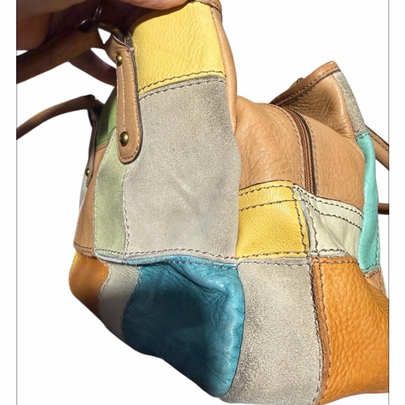 Fossil Rare Vintage Patchwork Leather & Suede  Bag - Multicolor - Picture 8 of 9